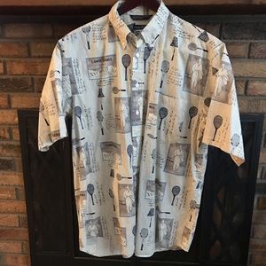 Nautica Lawn Tennis over print causal shirt Dad L